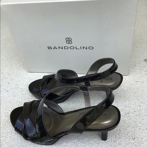 BANDOLINO Women’s Black Strappy Sandals Patent~Free Shipping!